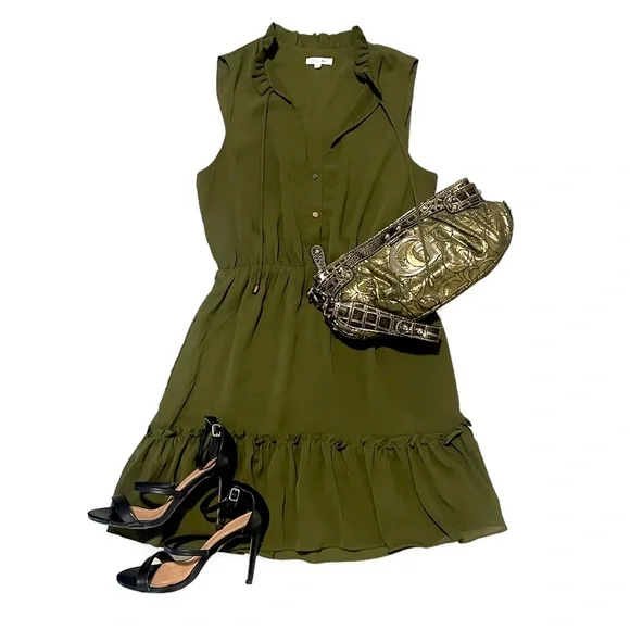 TUSSAH KHAKI KNEE LENGTH DRESS! - Picture 3 of 3